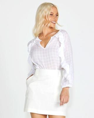 Ruby Frill Sleeve Top White