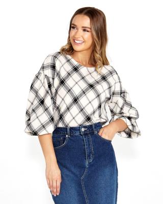 Valentina Check Bias Blouse