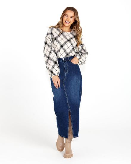 Valentina Check Bias Blouse