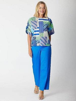 Geo Bright Blue Multi Top