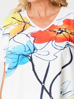 Red Floral Floaty Print Top