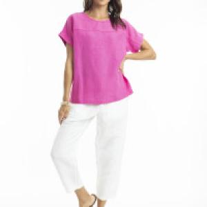 Linen Boxy Pink Top