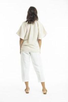 Sand Linen Chinese Collar Top