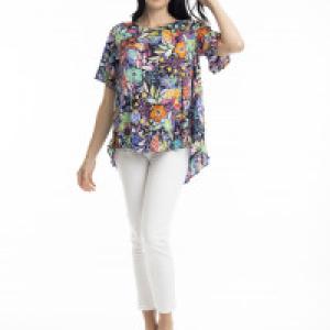 Grenada Print Frill Top