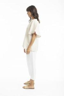 Sand Linen Chinese Collar Top