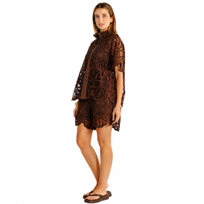 Elara Chocolate Broderie Blouse