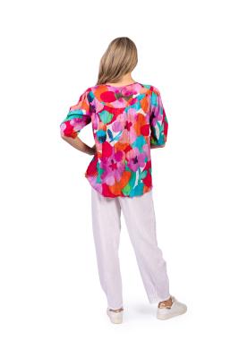 Tessa V Neck Large Floral 2 Tassel Top