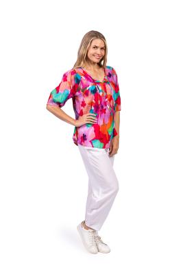 Tessa V Neck Large Floral 2 Tassel Top