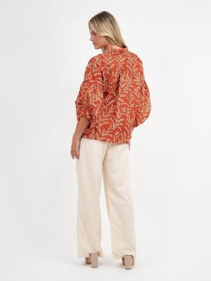 Print Linen Button Shirt
