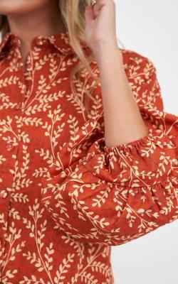 Print Linen Button Shirt