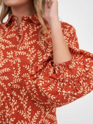 Print Linen Button Shirt