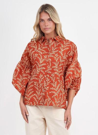 Print Linen Button Shirt