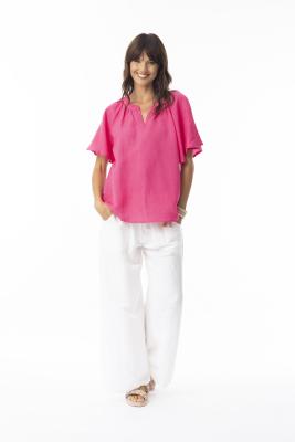 Linen Boxy Pink Top