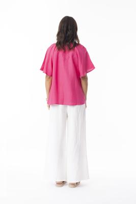 Linen Boxy Pink Top