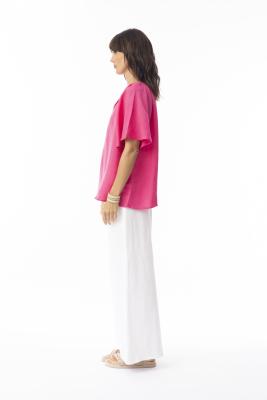 Linen Boxy Pink Top
