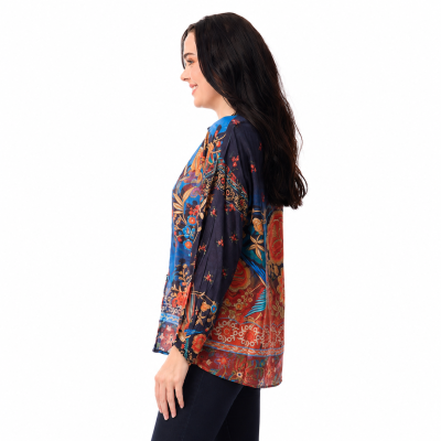 Digital Button Through Embroidery Top
