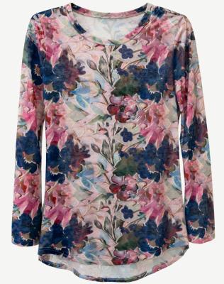 Teal Mirage Knit Long Sleeve Top