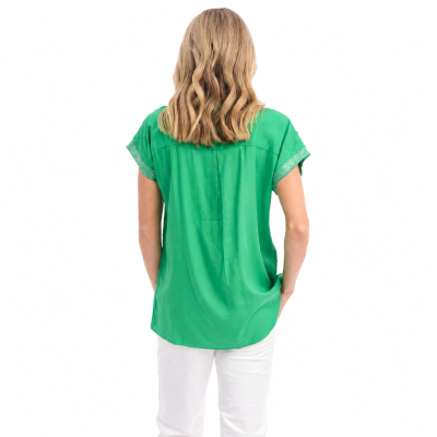 Green Broderie Embellished Top