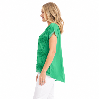 Green Broderie Embellished Top