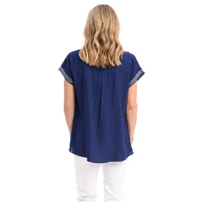 Navy Broderie Embellished Top