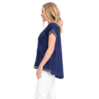 Navy Broderie Embellished Top