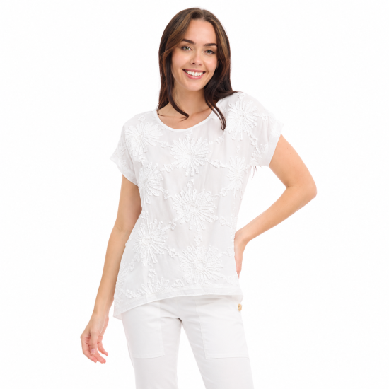 White Broderie Embellished Top