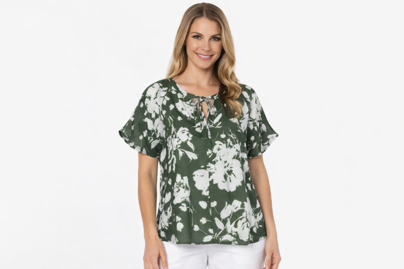 Sweet Basil Linen Printed Top