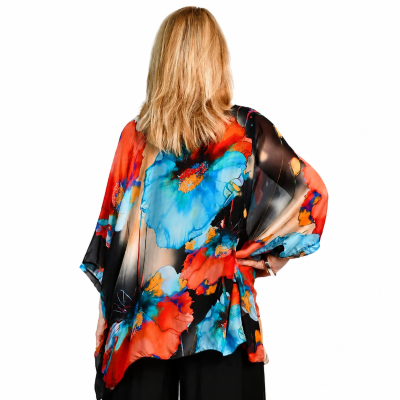 Electric Floral Gabriella Batwing Silk Top