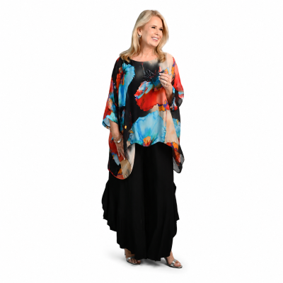 Electric Floral Gabriella Batwing Silk Top