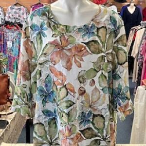 Leaf Print 3/4 Sleeve Top