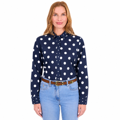 Alyssa Navy/White Women's Long Sleeve Shirt