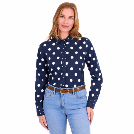 Alyssa Navy/White Women's Long Sleeve Shirt