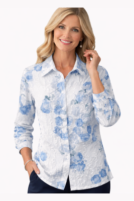 Blue Roses Long Sleeve Shirt